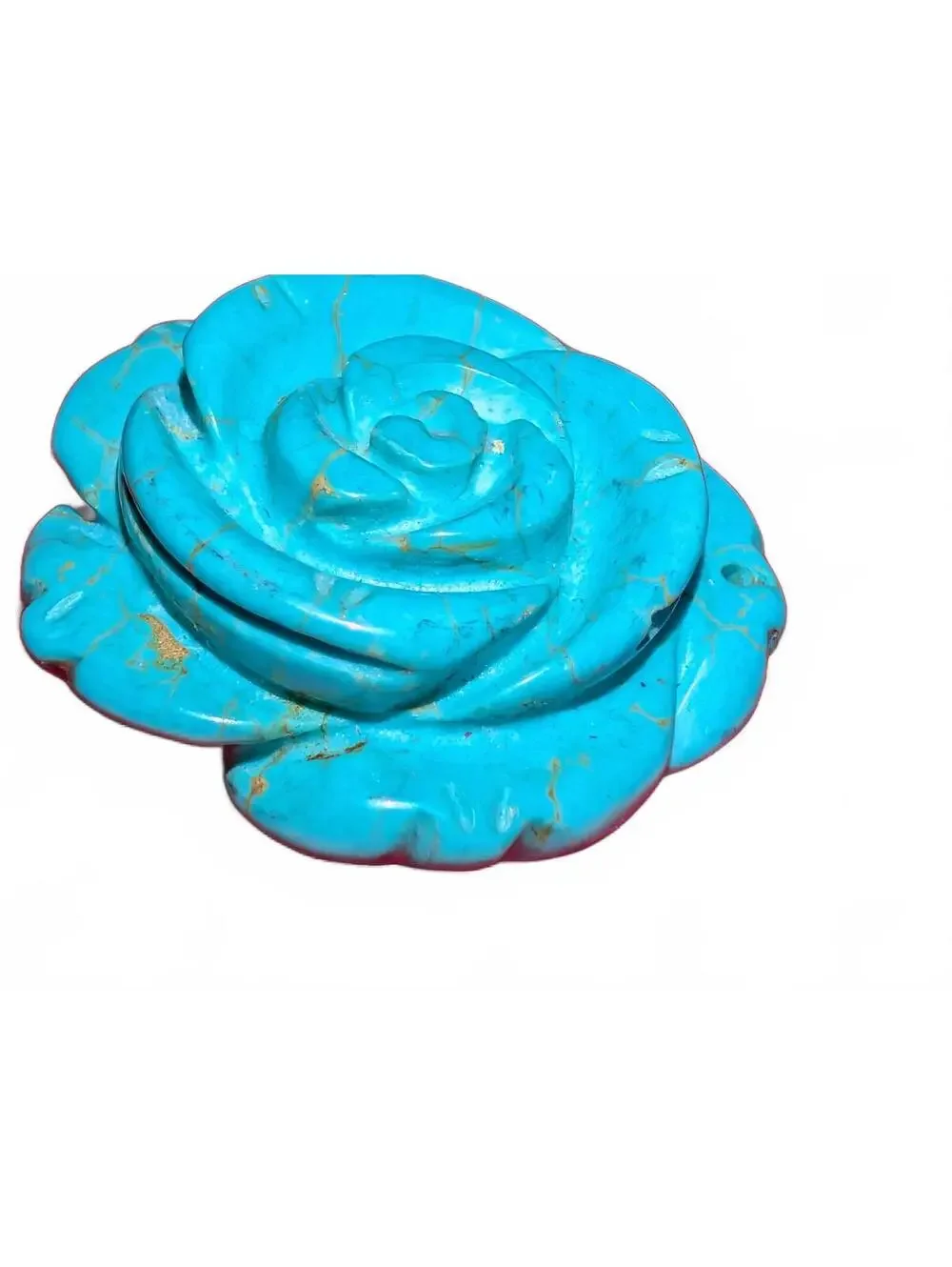 Turquoise Blue Rose Carved Stone Pendant